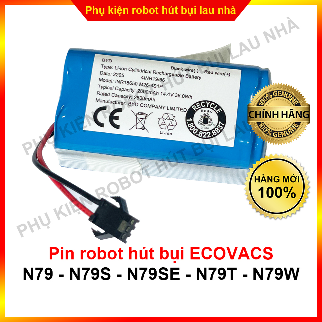 Pin robot hút bụi Ecovacs N79, N79S, N79SE, N79W, N79T - Bảo hành 3 tháng (Lỗi 1 đổi 1)