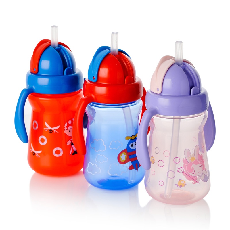 Bình tập uống nước nắp tiện lợi Upass 150ml bằng ống hút 2 tay cầm xuất xứ Thái La, không chứa BPA, an toàn cho bé