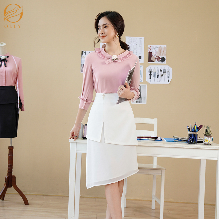 Chân váy 2 tầng lệch tà phối voan olly obcv20.007