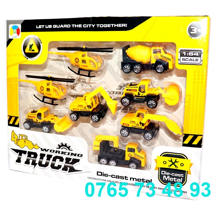 Bộ đồ chơi trẻ em Xe Cần Cẩu Máy Bay Công Trình - 8 Chiếc - 0788 - Dành cho bé từ 3 tuổi trở lên - chất liệu kim loại, an toàn