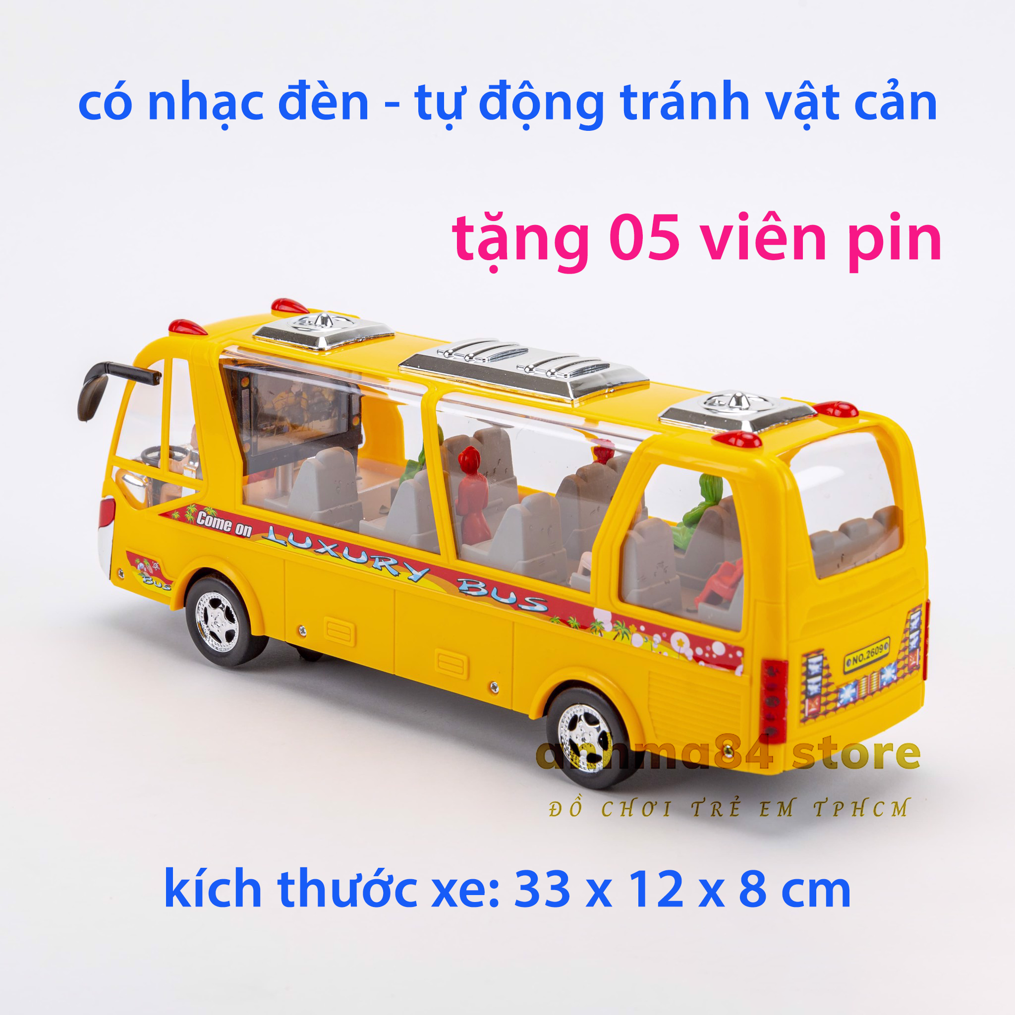 Đồ chơi XE BUS chạy pin, có nhạc đèn, tự động tránh vật cản - XE BUÝT chạy pin vui nhộn - anhma84 store tphcm