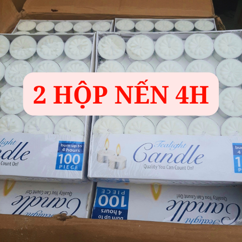 Combo 2 hộp 100 viên nến tealight cháy 4h không mùi không khói - nến xông tinh dầu