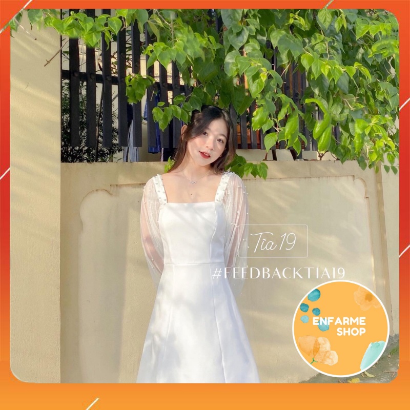 Đầm tiểu thư phối lưới đính hạt siêu xinh phong cách cổ điển - enfarme shop