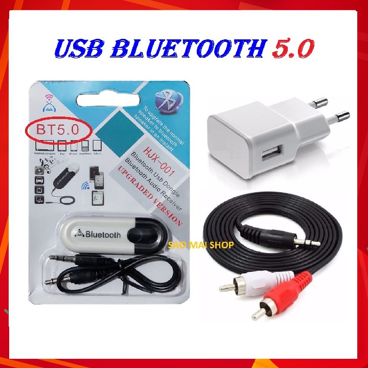 USB Bluetooth 5.0 Dongle HJX-001 - Loại tốt chống nhiễu cho Amply, Equalizer, mixer, vang, nâng tiếng