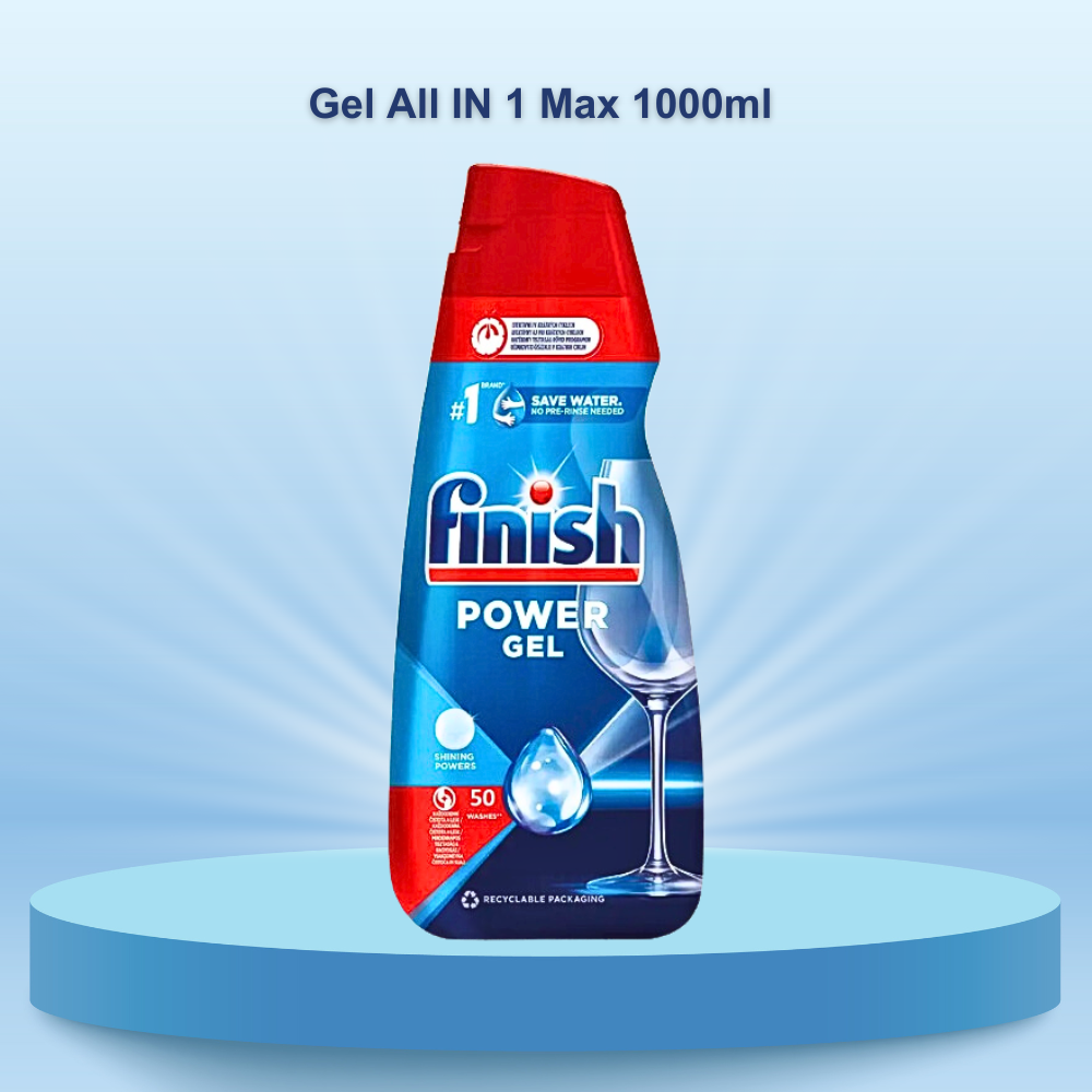 Gel rửa bát Finish All in 1 Max 1000ml loại 10 chức năng dùng cho máy rửa bát