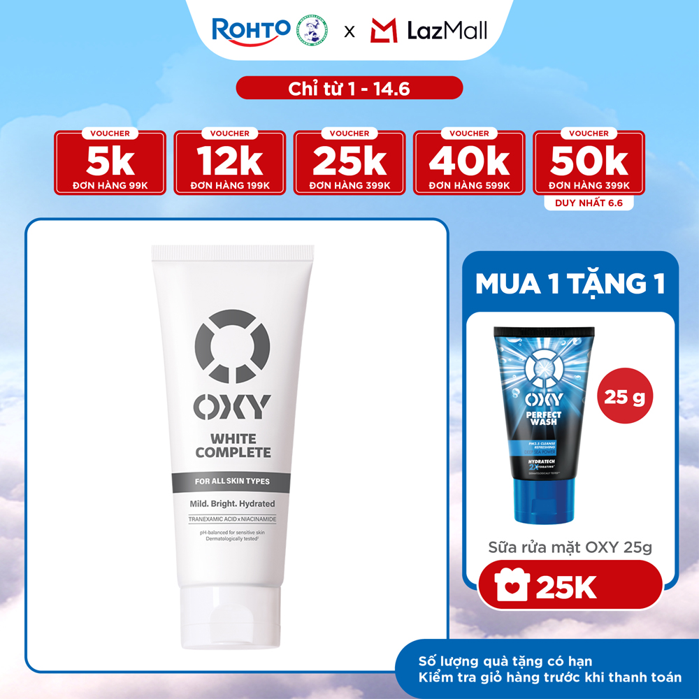 Sữa rửa mặt cho nam OXY sạch dịu nhẹ, sáng da OXY White Complete 100g