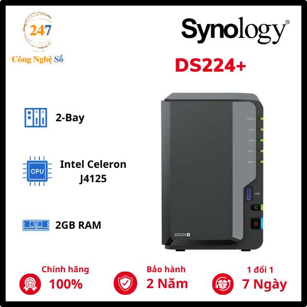 Thiết bị lưu trữ mạng nas synology ds224+ công nghệ số 247
