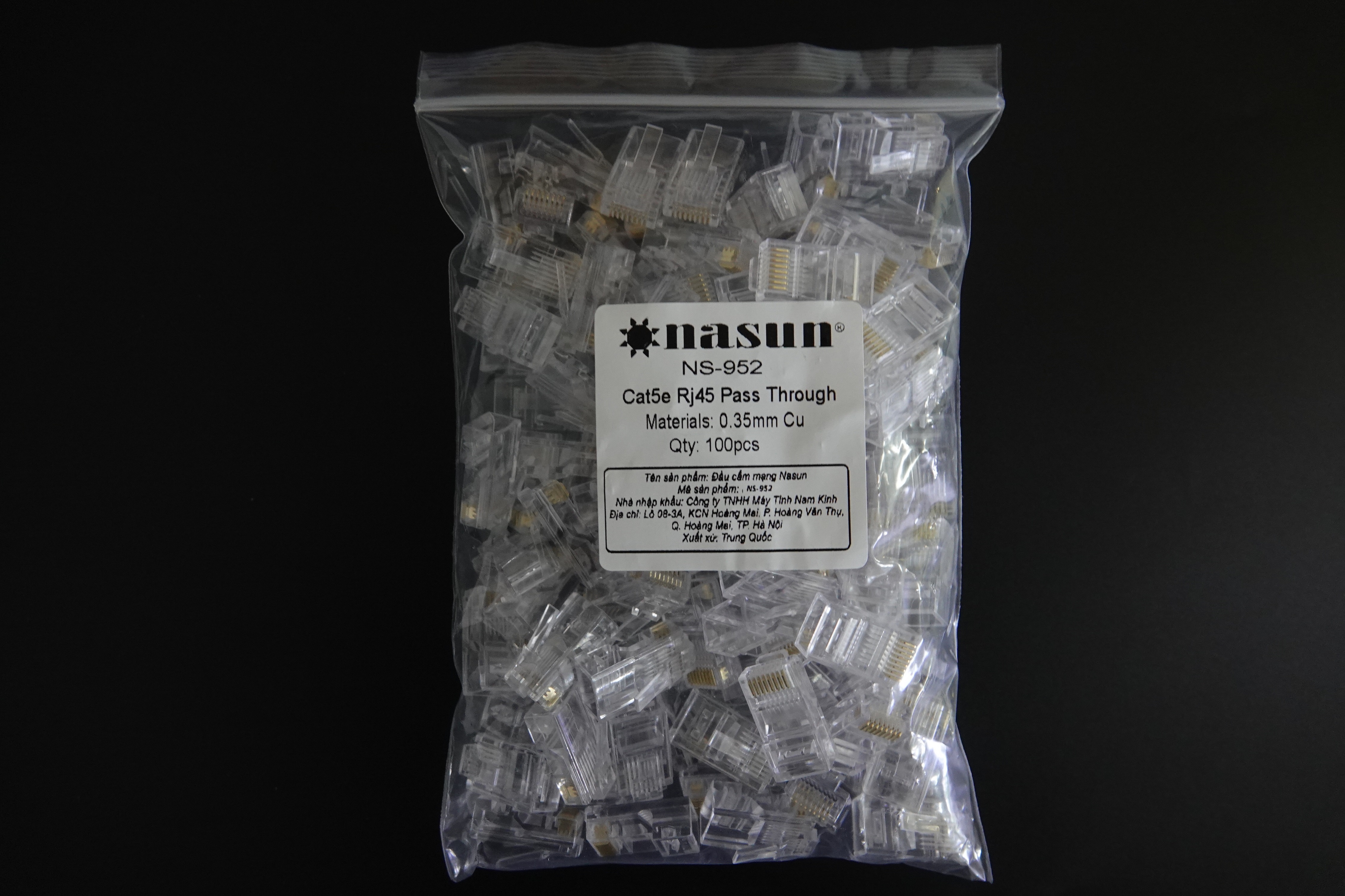 Hạt mạng xuyên thấu Nasun NS-952 chân cắm dày 0.35mm Đồng nguyên chất, túi 100 hạt