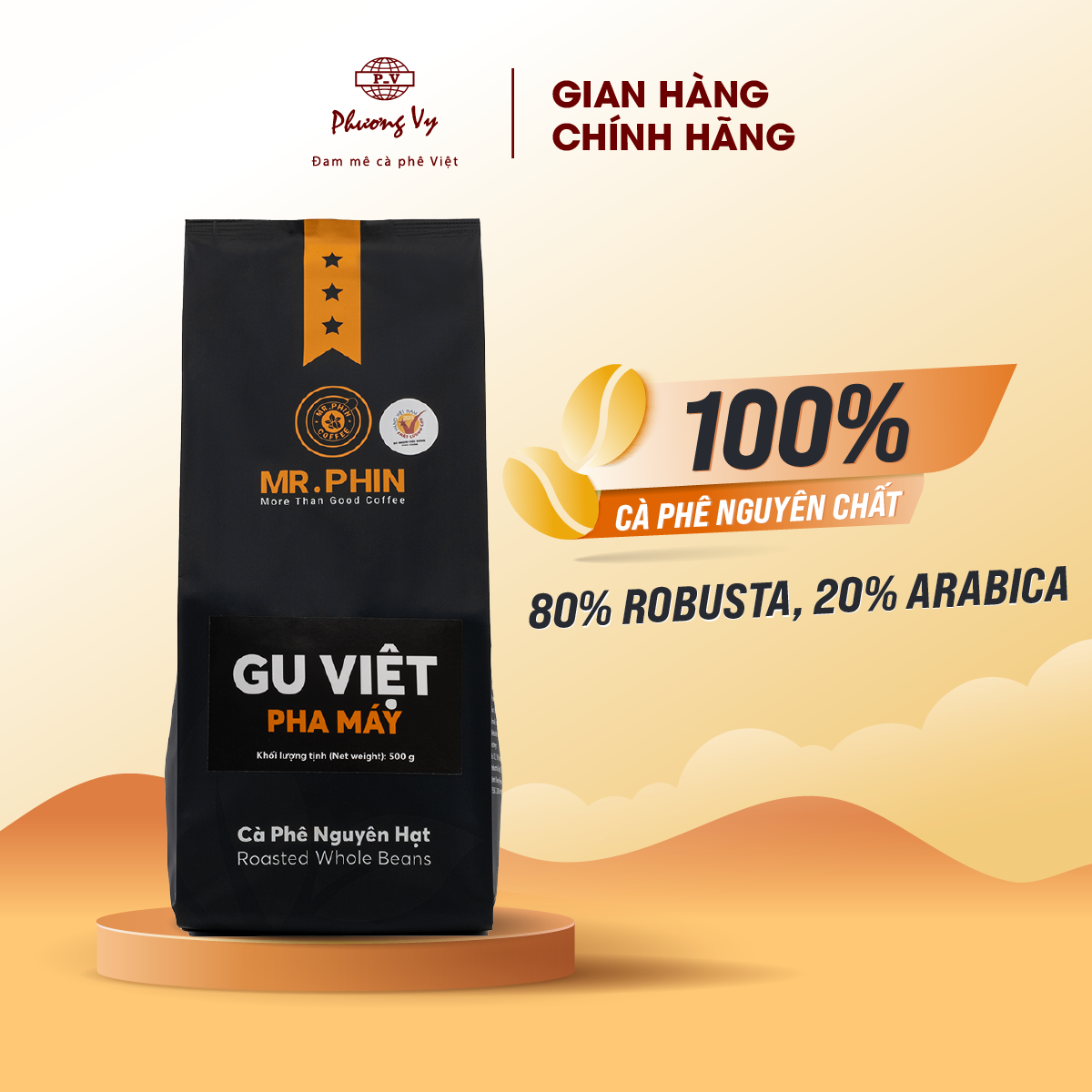 Cà phê Gu Việt Pha Máy 500g hương vị cân bằng
