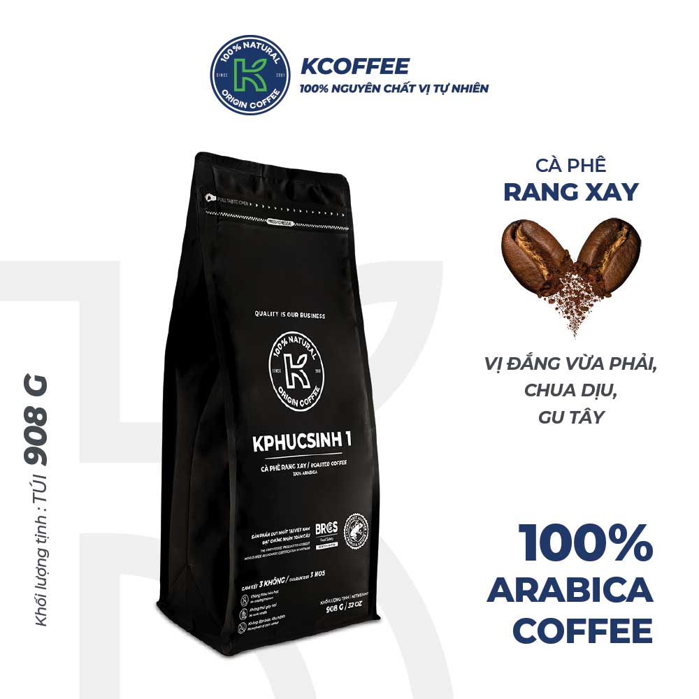 Cà phê rang xay kphucsinh 1 nguyên chất 100% từ cà phê arabica 908g