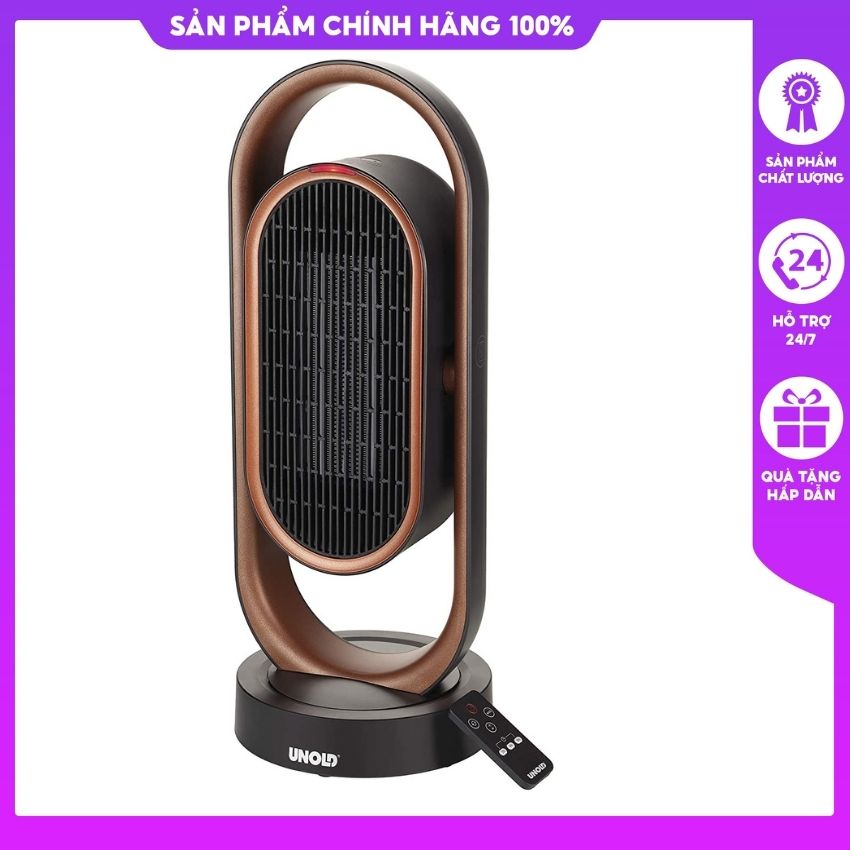 Quạt sưởi Unold 86535 Chế độ cảm biến nhiệt độ với môi trường tự động ngắt khi đạt đến nhiệt độ mong muốn có điều khiển từ xa dễ chịu cho căn phòng bạn