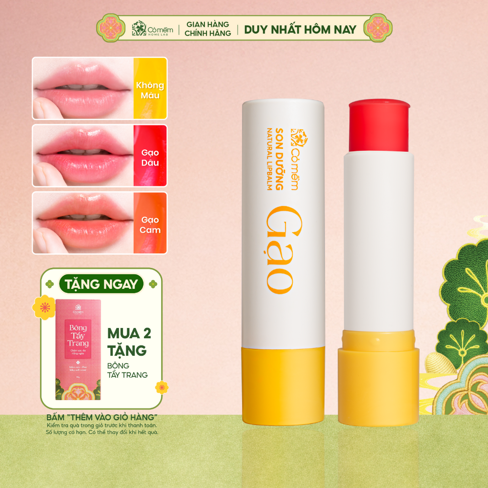   TRỢ GIÁ 10%  Son Dưỡng Môi Son Dưỡng Gạo Lành Như Cơm Dưỡng Ẩm Mềm Môi Giảm Thâm Môi Cỏ Mềm Homelab 