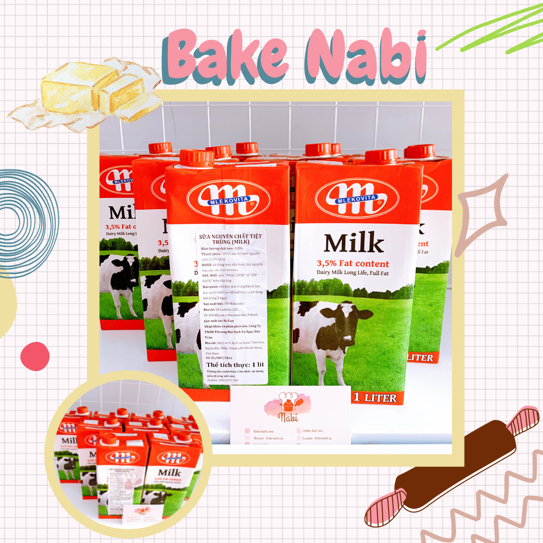 Sữa tươi không đường Mlekovita Ba Lan hộp 1L
