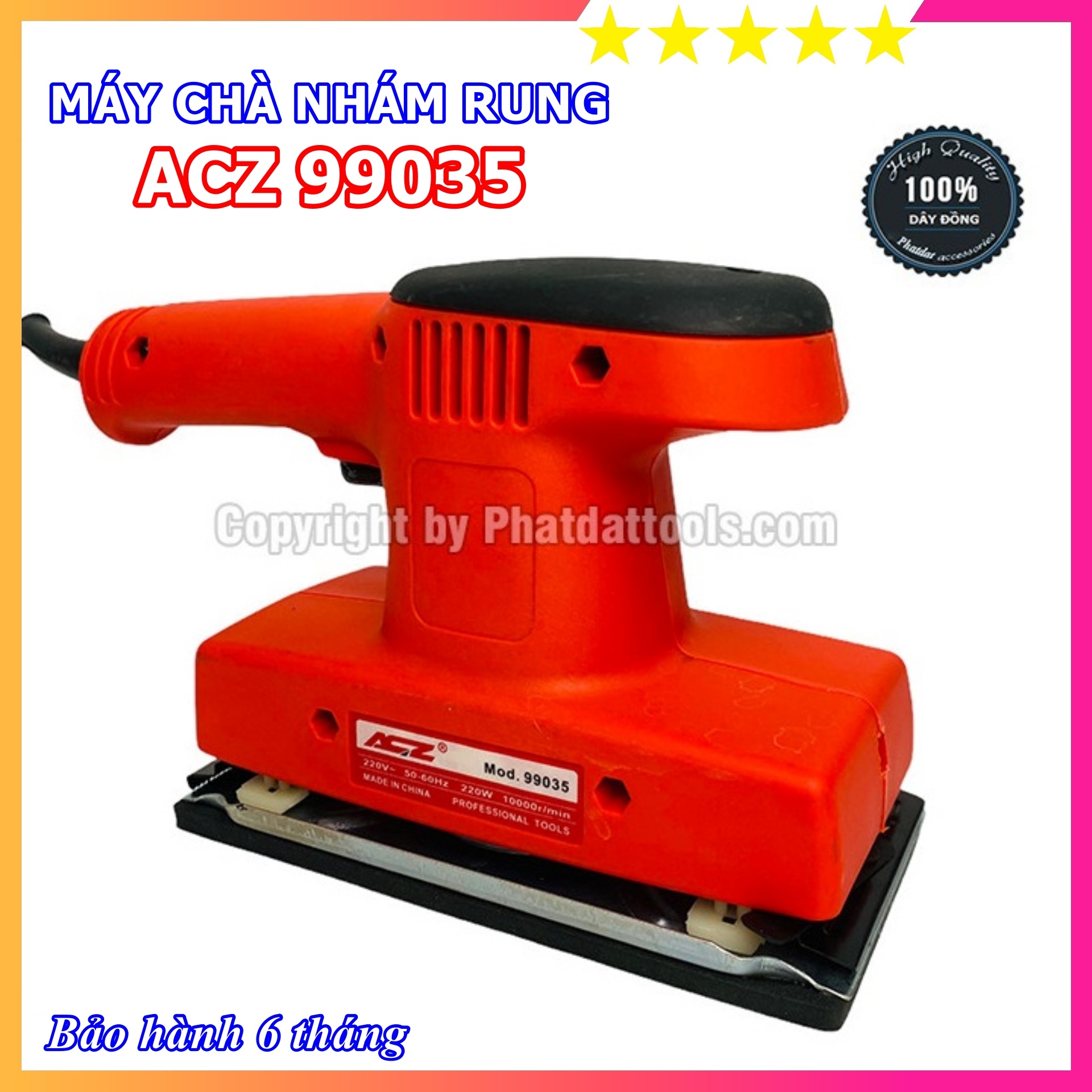Máy chà nhám rung acz 99035 - công suất 220w - hàng chính hãng - bảo hành 6 tháng - máy chà nhám rung vuông - bao mạnh, bao bền