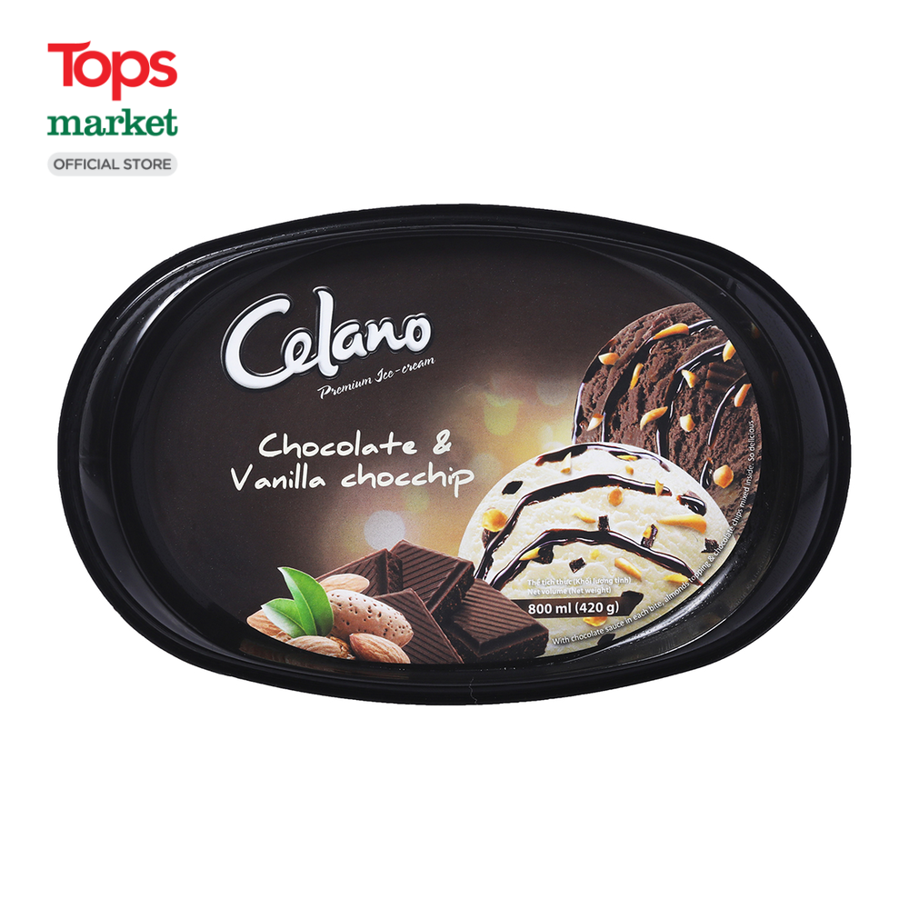 Kem Hộp Celano Sô Cô La Và Vani Hạt Sô Cô La 800ML