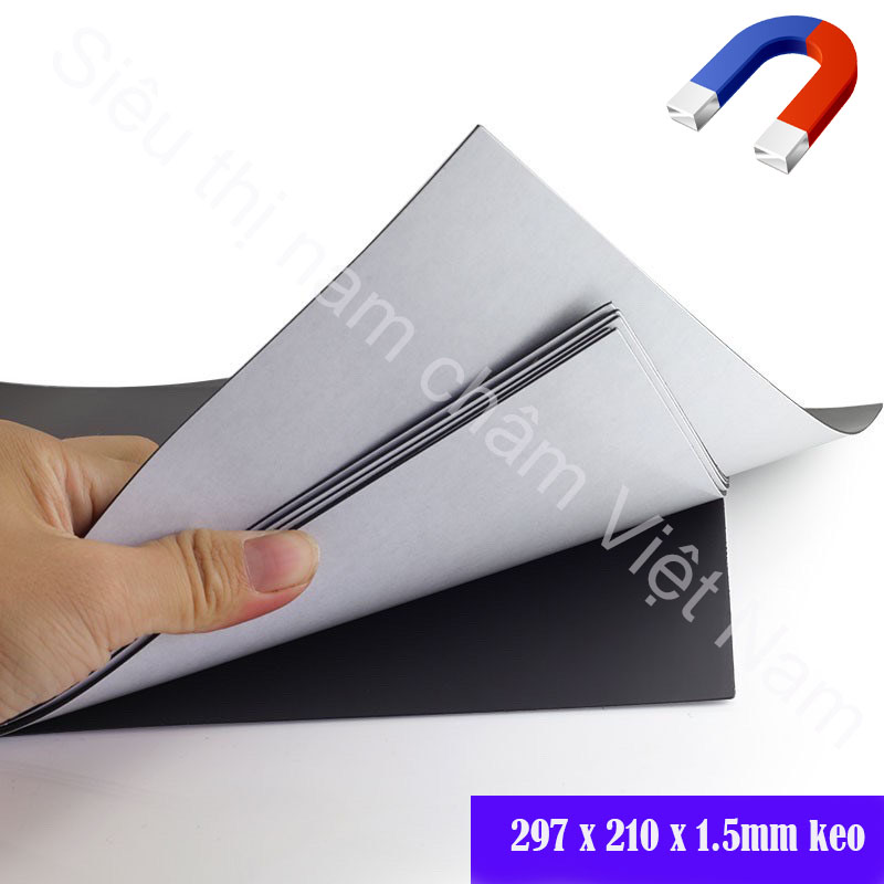 Nam châm dẻo tấm A4 dày 1.5mm có keo dán, nam châm siêu tiện dụng dùng cho dán bảng từ