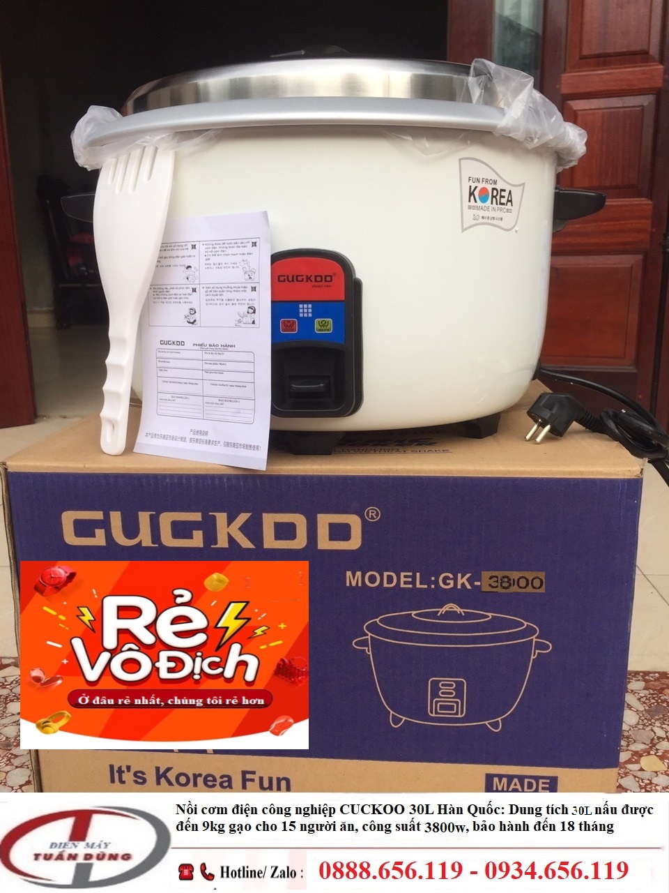 Nồi cơm điện công nghiệp cuckoo 30l hàn quốc, công suất 3800w, nấu tới 9kg gạo, bảo hành 12 tháng