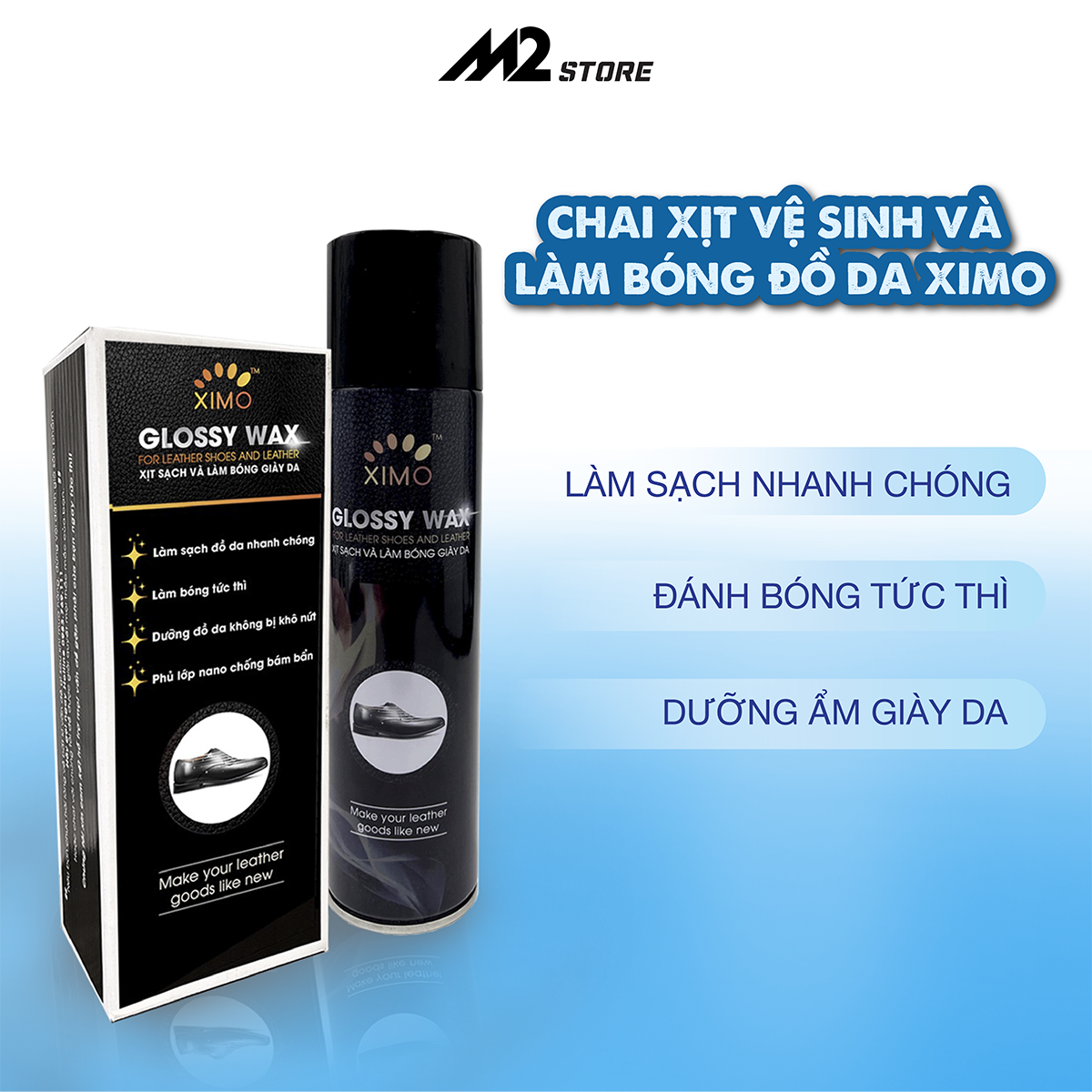 Chai xịt sạch và làm bóng giày đồ da túi ví áo ghế da giúp vệ sinh dưỡng ẩm chống mốc XIMO XI21