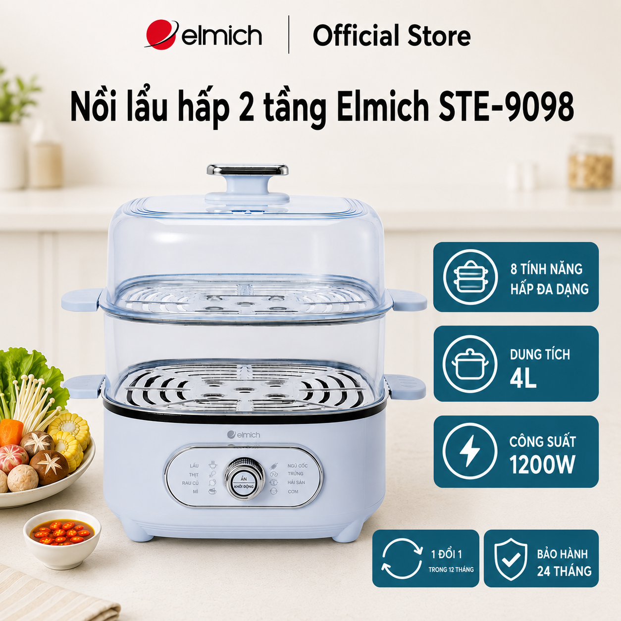 (Only June 25-29) Elmich Ste-9098 2-Layer Steaming Hot Pot