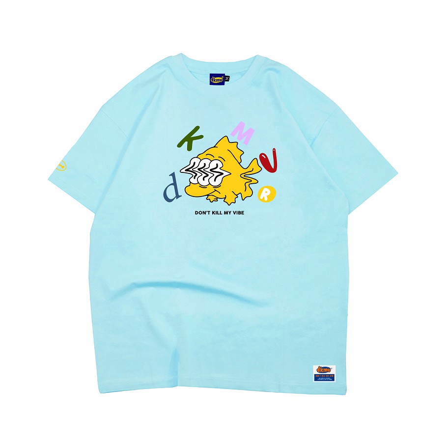 DKMV Áo thun nữ form rộng tone màu xanh | DKMV Tee Vibration-Blue