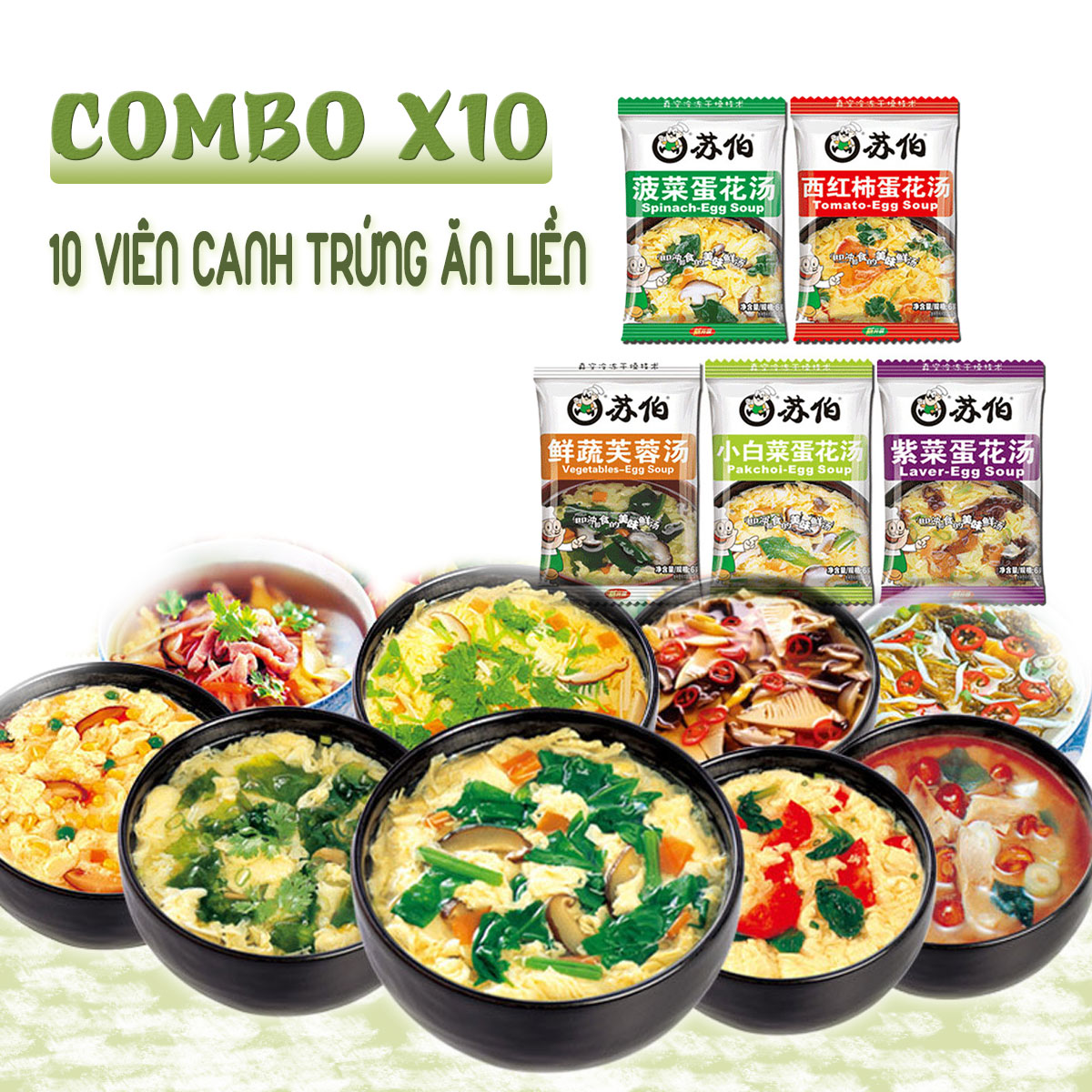 Canh rau củ sấy thăng hoa COMBO 10 túi