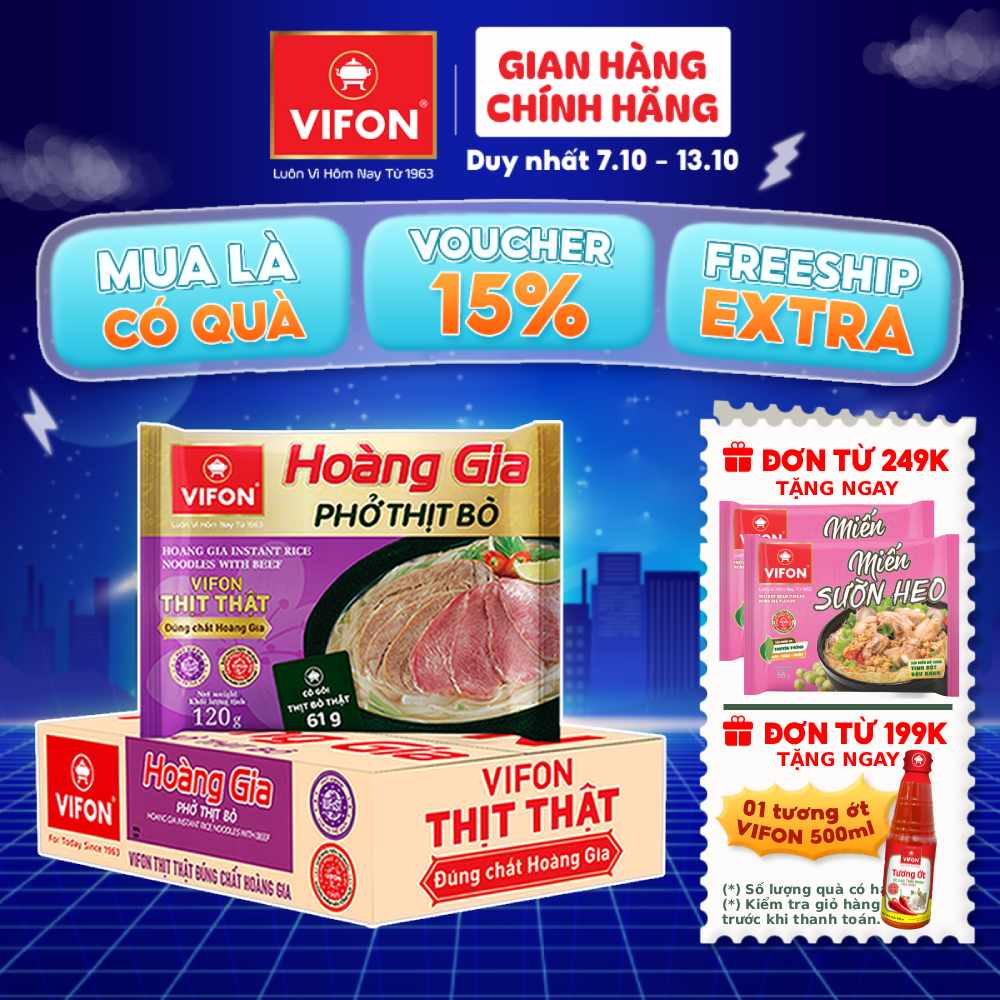 [VOUCHER 15%] Hoàng Gia Phở Thịt Bò VIFON 120gr/Gói