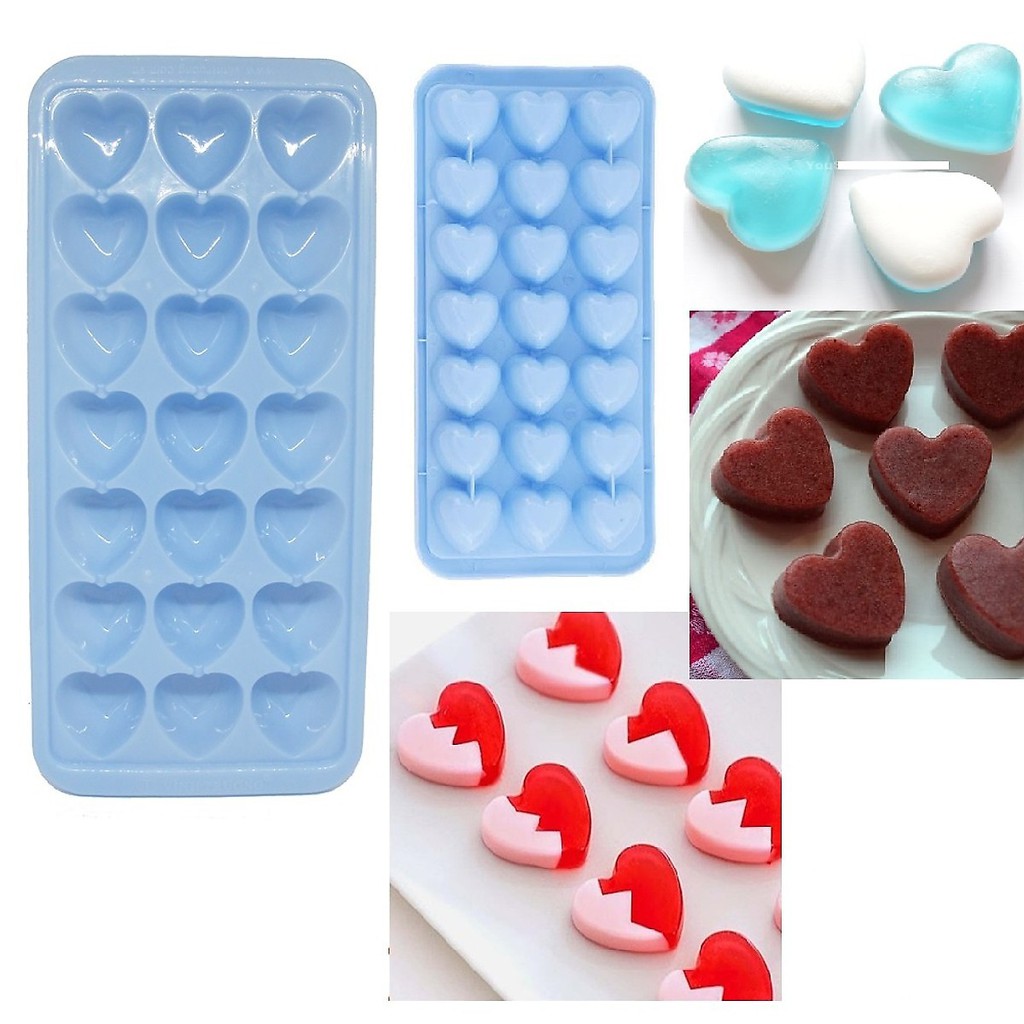 Bộ 5 khay làm đá thạch rau câu socola hình trái tim