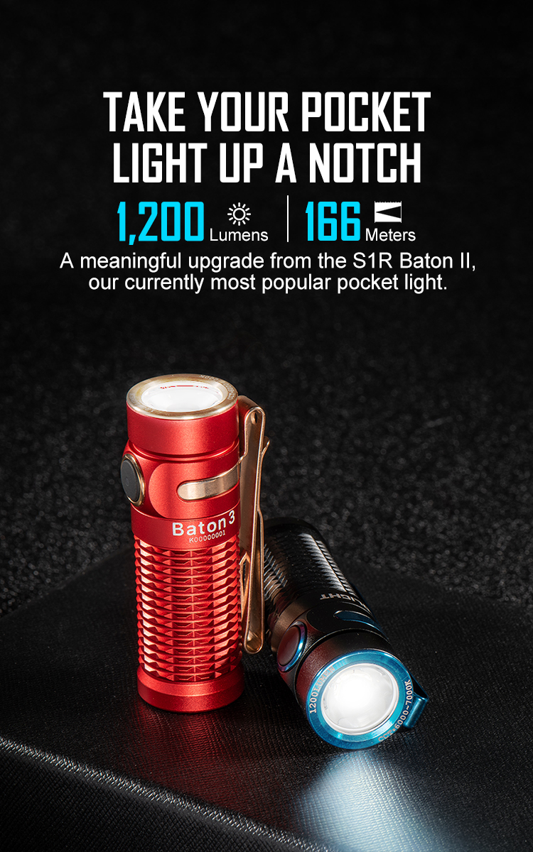 đèn pin siêu sáng nhỏ gọn olight baton 3 sáng 1200lm chiếu xa 166m pin 3