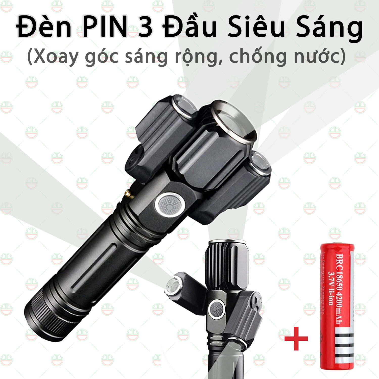 [HCM]Đèn pin siêu sáng cao cấp - Đèn Pin Ks-737 Siêu Sáng Đèn Pin Phòng Thân Cho Dân Phượt Phiên Bản Cải Tiến 3 Đèn Rọi Sáng Theo Nhiều Hướng Tuỳ Ý.