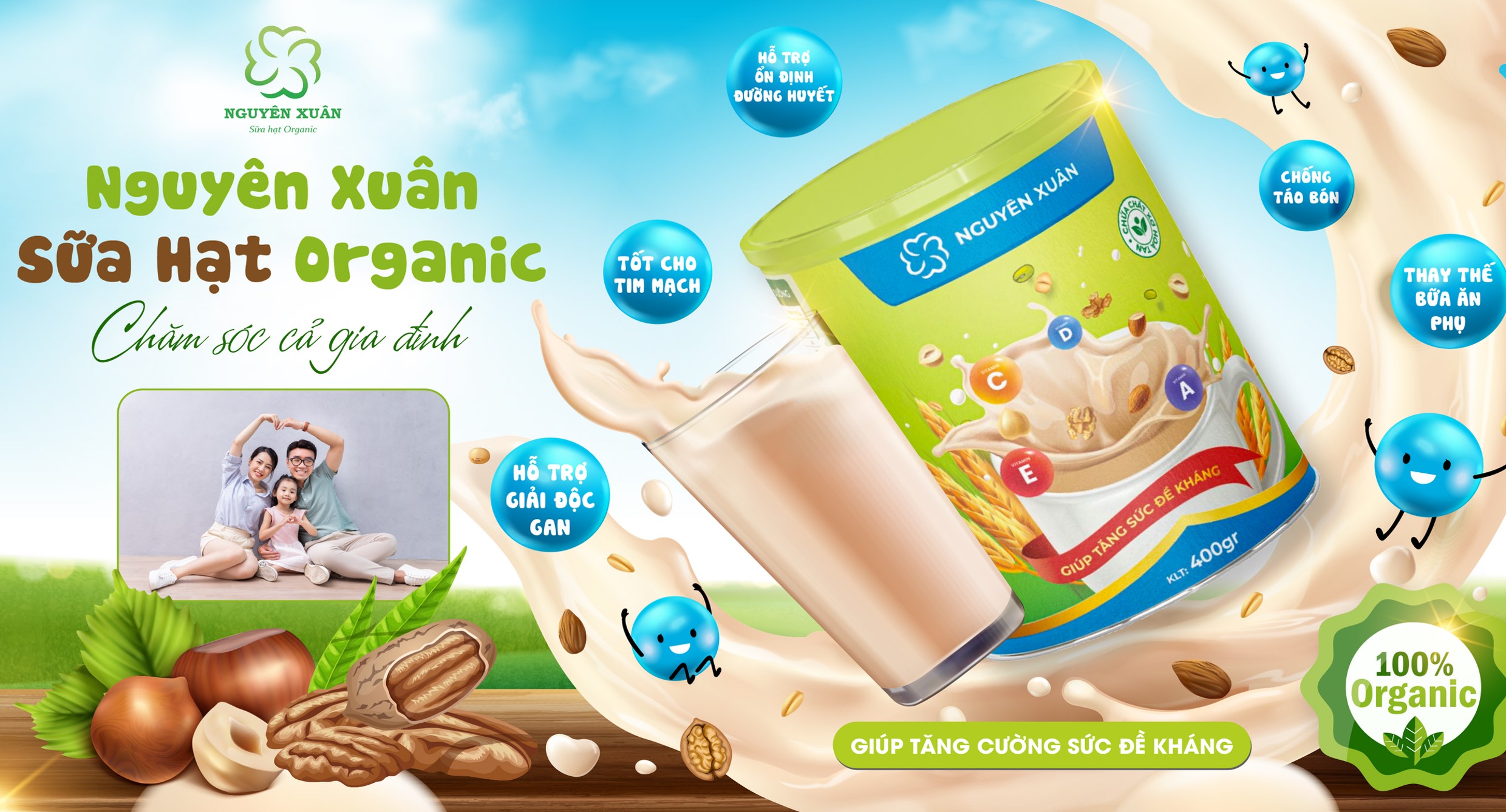 Sữa hạt organic nguyên xuân hộp 800g