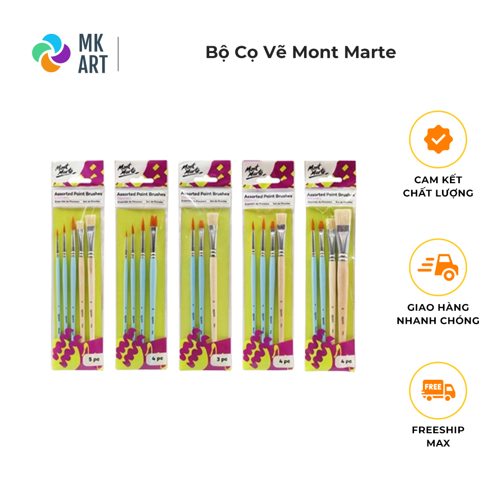 Bộ cọ vẽ màu Acrylic, Màu nước, màu gouche, Sơn dầu Mont Marte