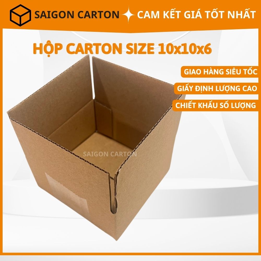 Hộp carton đóng gói hàng online ship COD size 10x10x6 cm