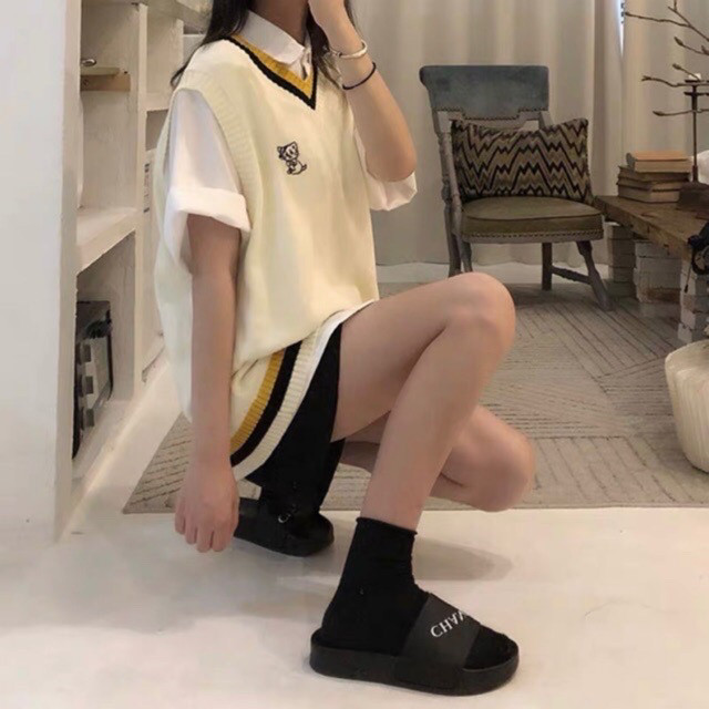 [Sẵn hàng, ảnh thật] Áo Gile len ulzzang nữ dáng Hàn Quốc, chất len đẹp không bai xù