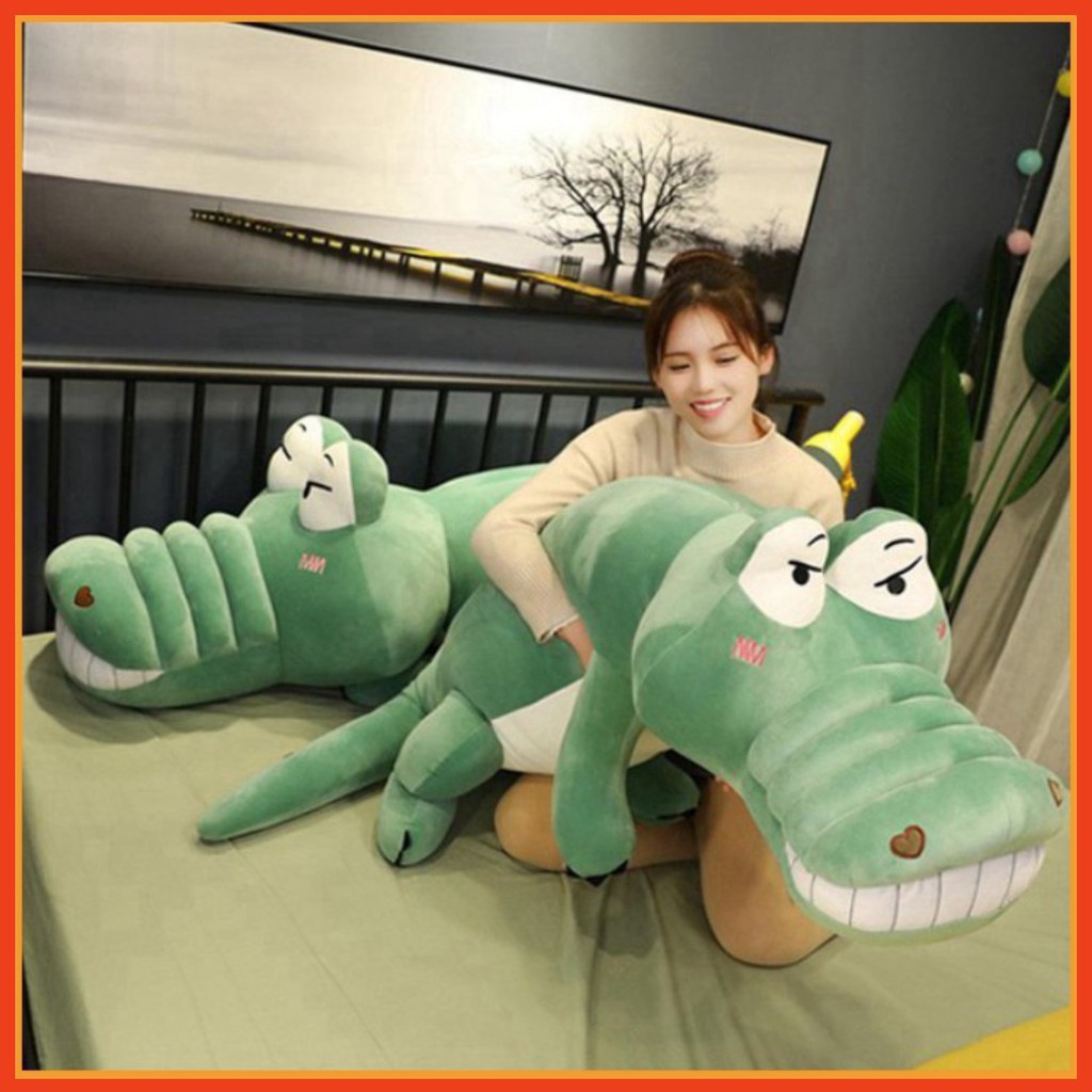 Gấu bông cá sấu, gối ôm hình thú mặt ngáo siêu to khổng lồ, gối ôm, vải co giãn 4 chiều siêu mềm mịn