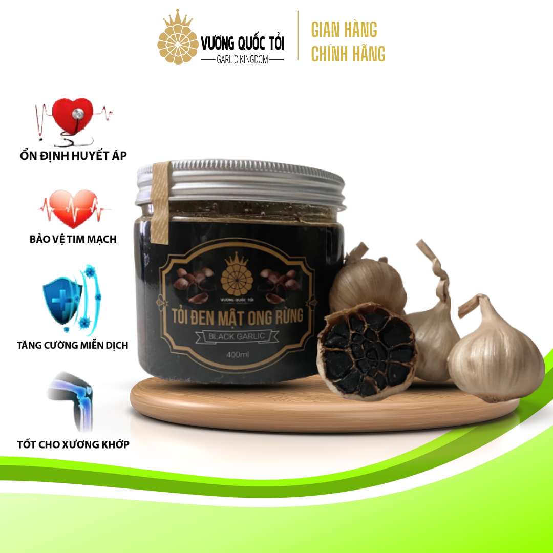 Tỏi Đen Lý Sơn Mật Ong - Vương Quốc Tỏi chính hiệu - hộp 400ml - ngừa viên họng, phòng cảm cúm, tốt cho dạ dày,tim mạch, tăng sức đề kháng - thực phẩm vàng cho sức khoẻ