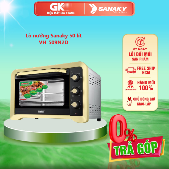 VH-509N2D Lò nướng Sanaky VH509N2D - 2000W 50L Vỏ Inox - GIAO TOÀN QUỐC - FREESHIP HCM