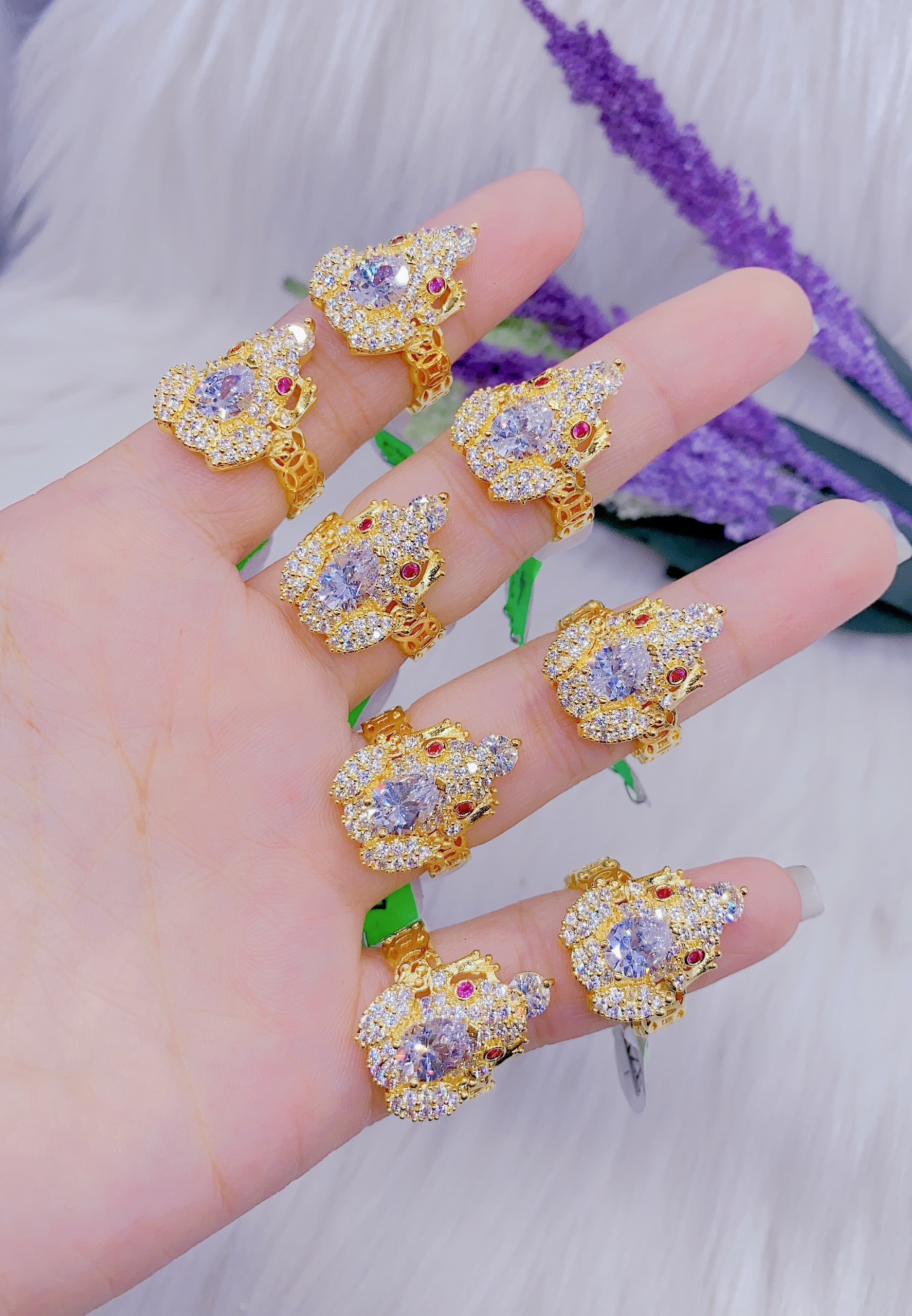 Nhẫn Nữ vàng cóc ngậm tiền đính đá thạch vuông đơn giản cao cấp- N27102218 JURI SHOP - Cam kết không đen không dị ứng - Có đủ size cam kết đổi trả nếu không vừa