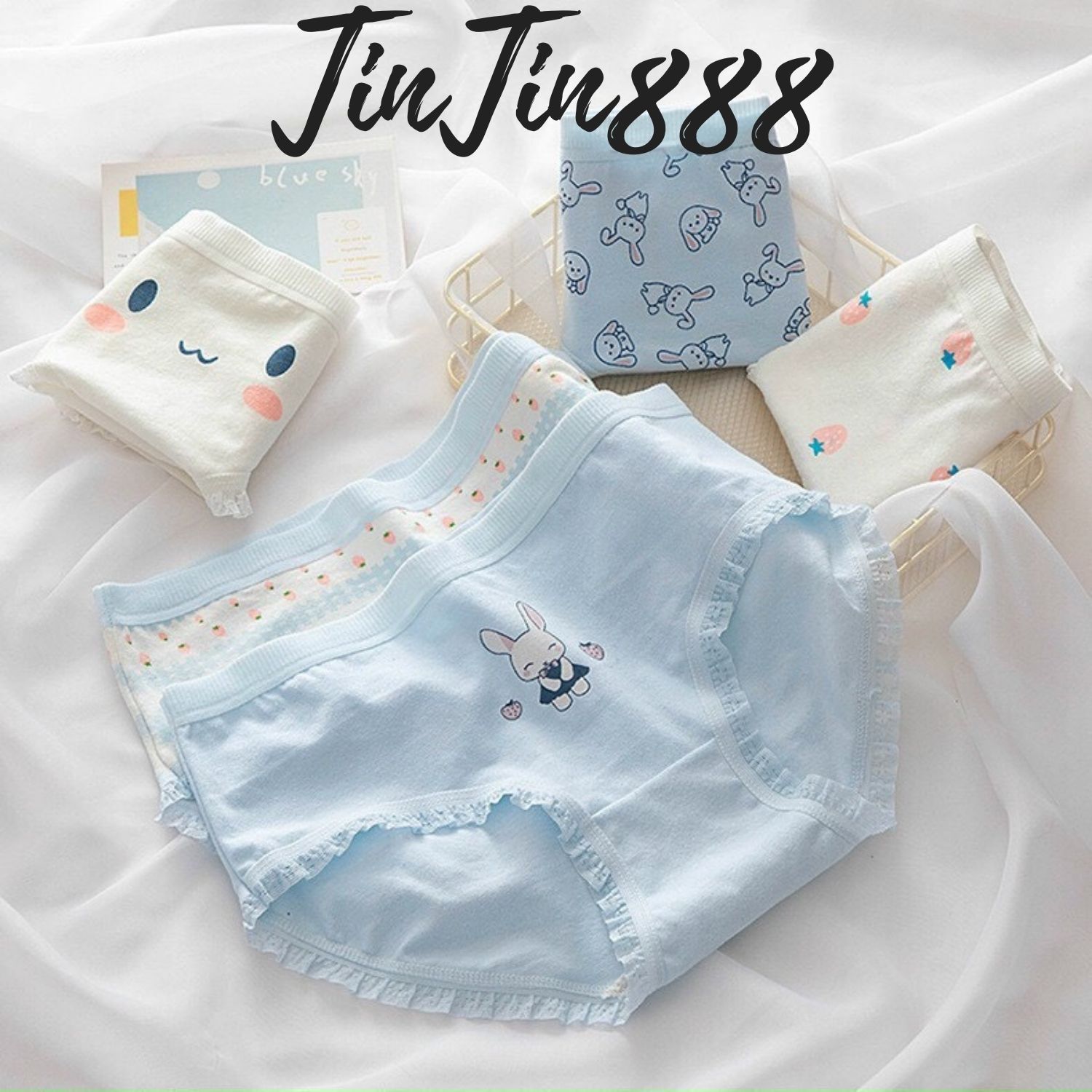 Quần lót nữ cotton ❤️ Bộ 5 Quần ❤️ Quần lót của nữ cute dễ thương cao cấp gân tăm kháng khuẩn nâng mông họa tiết xinh sắn 7025 - quần chíp nữ dễ thương - Quần lót học sinh - TinTin888