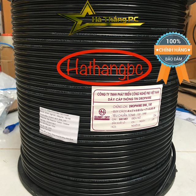 Cuộn dây cáp mạng ngoài trời 500m lõi 4 sợi có cường lực