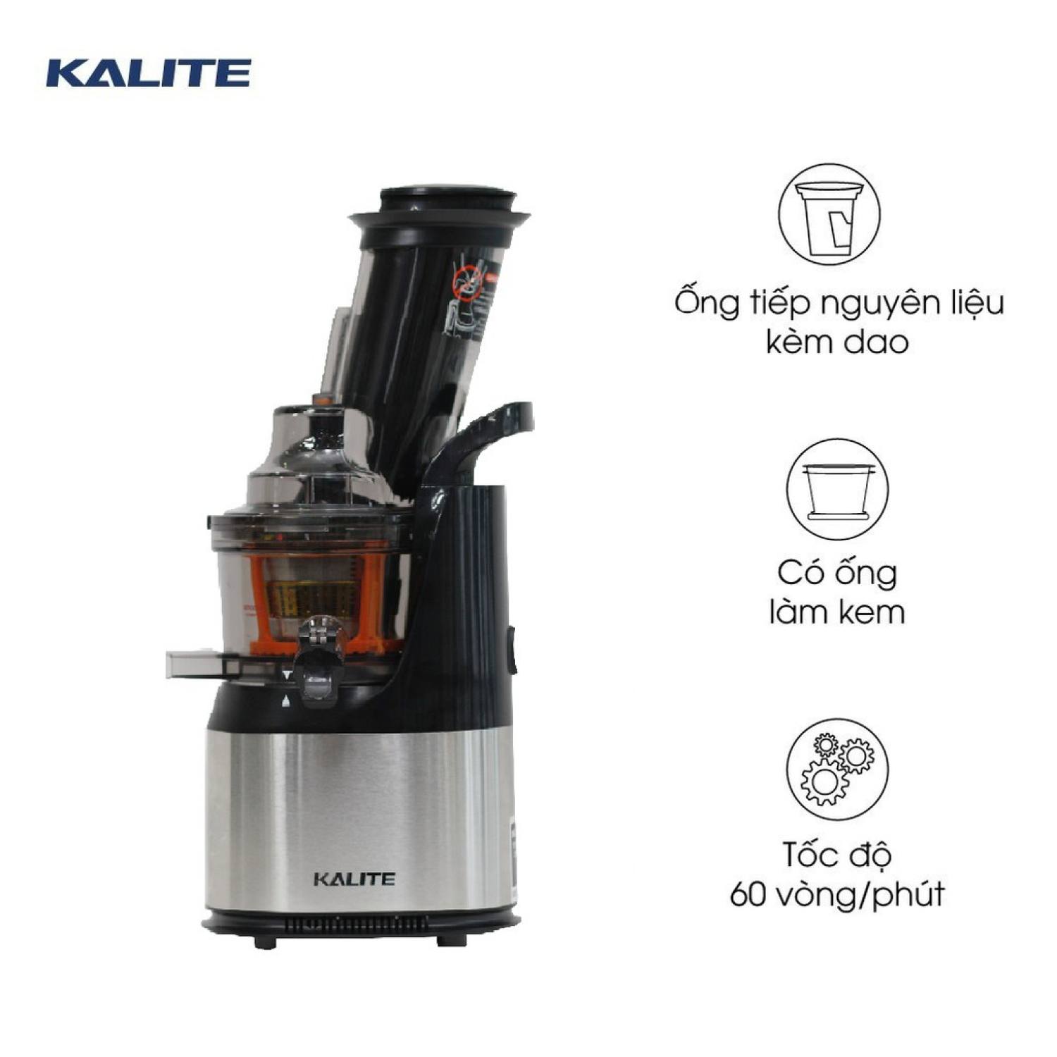 Máy ép chậm, máy ép trái cây Kalite KL 565, công suất 240W, tốc độ quay 60 vòng/phút, hàng chính hãng