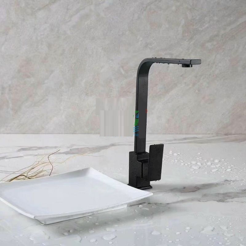[HCM]Vòi rửa bát (chén) nóng lạnh vuông Inox 304- sơn tĩnh điện nano đen
