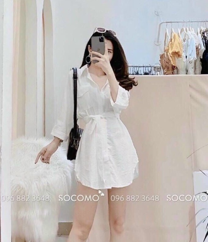 [Mẫu Mới]Jum Nữ Thanh Lịch Thiết Kế Cổ Vest Tay Dài Chất Liệu Kate Thời Trang HARI