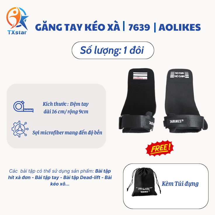 Găng tay tập gym_ Dây kéo lưng Lifting Straps AOLIKES hỗ trợ kéo xà, nâng tạ hỗ trợ các bài tập Gym.