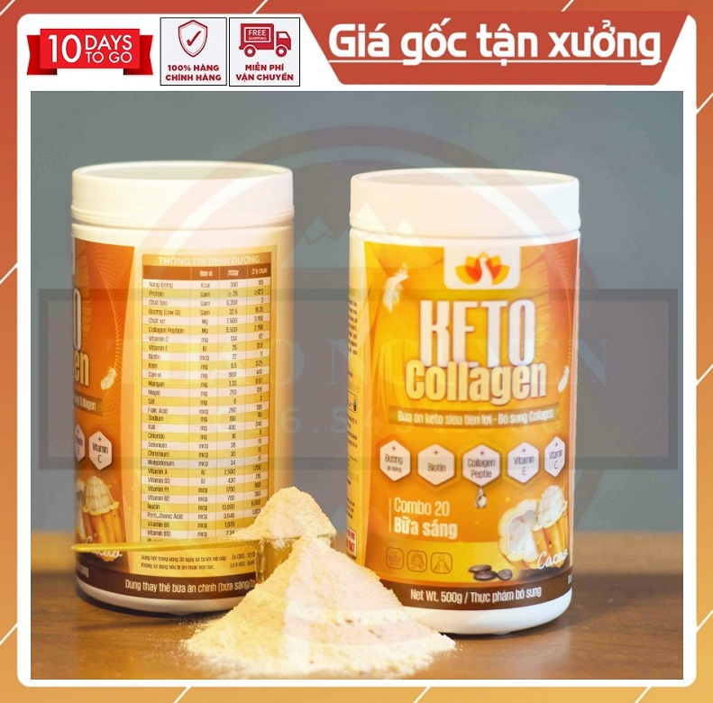 1 HỘP KETO COLLAGEN 500gr Vị CaCao - Giảm cân nhanh, an toàn, tại nhà - Shop Thảo Nguyên Hera - Tặng thước dây đo eo