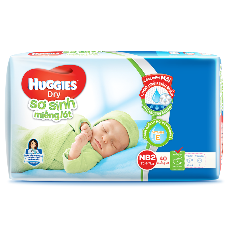 Miếng lót sơ sinh huggies dry newborn 2 mẫu mới - hsd luôn mới