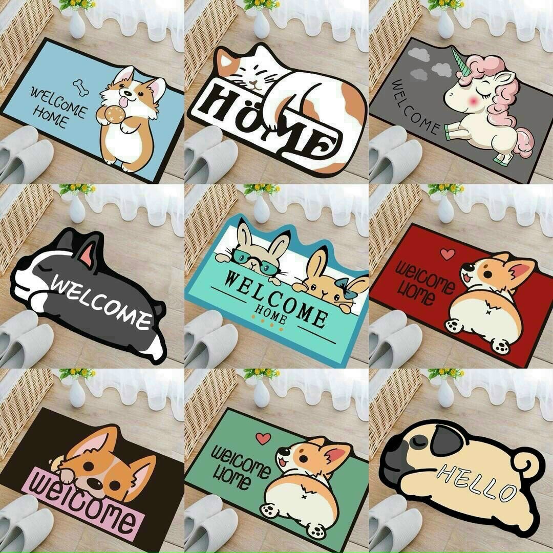 Thảm lau chân 3D hình con vật cute chống trơn trượt 40x60cm