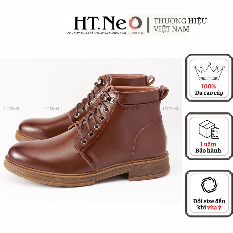 Giày dr, giày doctor nam da thật, giày nam ht.neo công sở cao cấp dn30-nâu