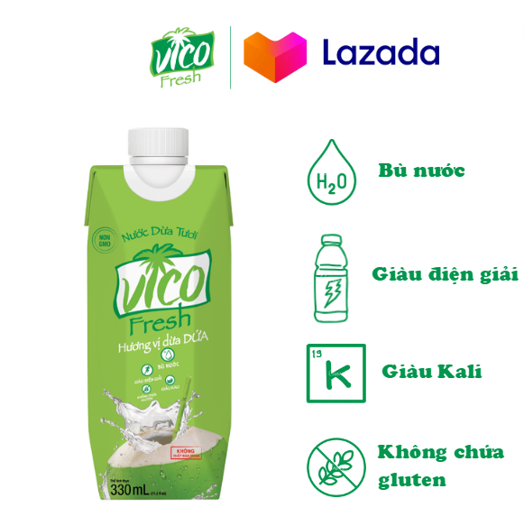 1 hộp nước dừa vico fresh 330ml - vị dứa