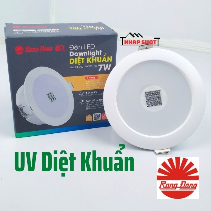 Đèn âm trần uv diệt khuẩn led downlight rạng đông 90/7w