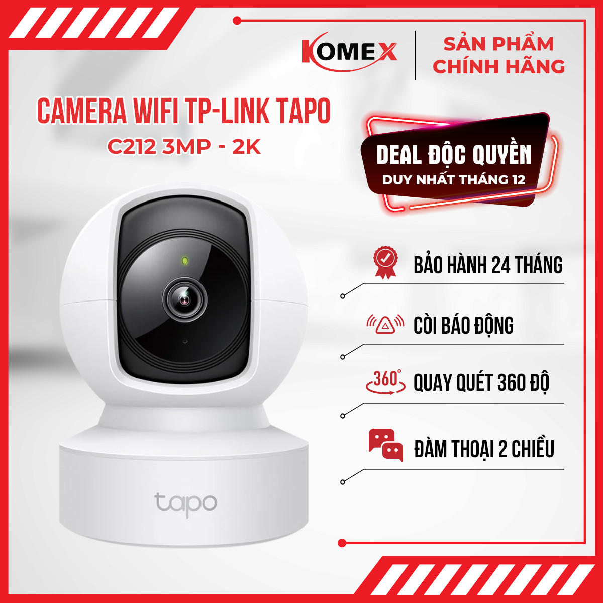 Camera Wifi TP-Link Tapo C200 C210 C212 Full HD 1080P quay 360 độ đàm